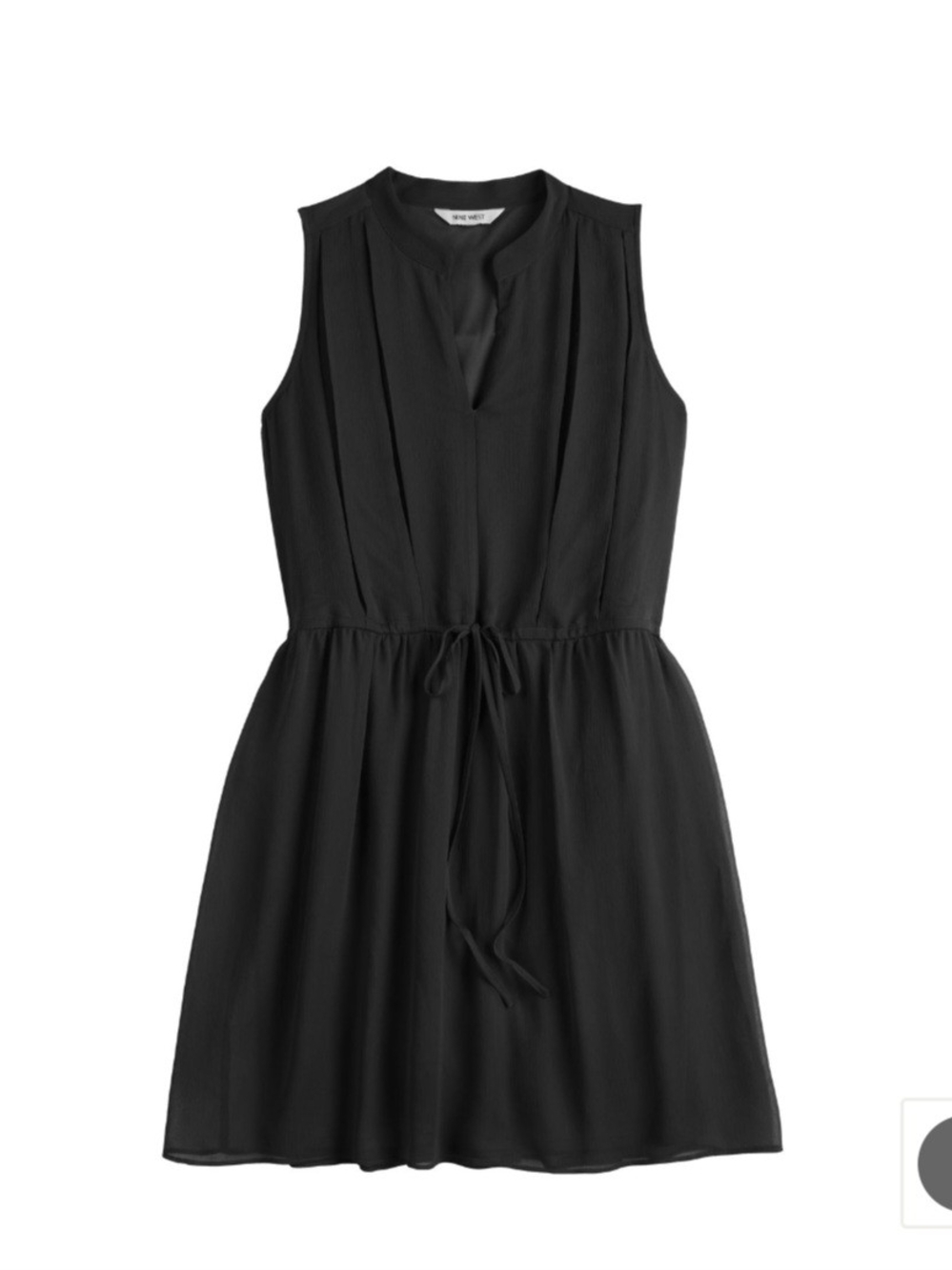 Nine West Black Sleeveless Drawstring Waist Dress